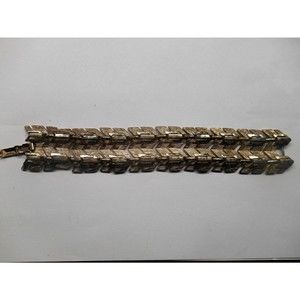 Vintage Signed Lisner Mid Century Brushed Gold Tone Chunky Bracelet